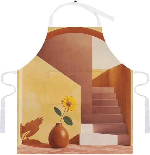 Vista 7 de MUSM Apron for Adults - 27.6 X 31.5 Inch, Heavy-Duty Polyester Aprons with Two Large Pockets, Waterproof Vase And Flowers Kitchen Apron for Cooking