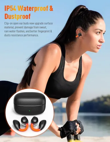 Vista 7 de Auriculares inalámbricos abiertos deportivos con clip con luces de flash nocturno para iPhone 17 16 Galaxy S26 S25 S24, conducción ósea cómoda