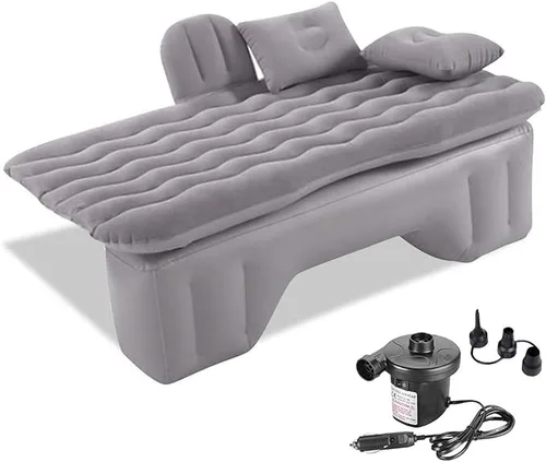 Vista 10 de Colchón de aire portátil para asiento trasero, cama de campamento flocada de doble cara, accesorios de colchón inflable para dormir para viajes