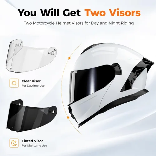 Vista 5 de Casco de motocicleta, casco modular de motocicleta de doble visera abatible de cara completa JR-815, casco de motocicleta aprobado por DOT con 2