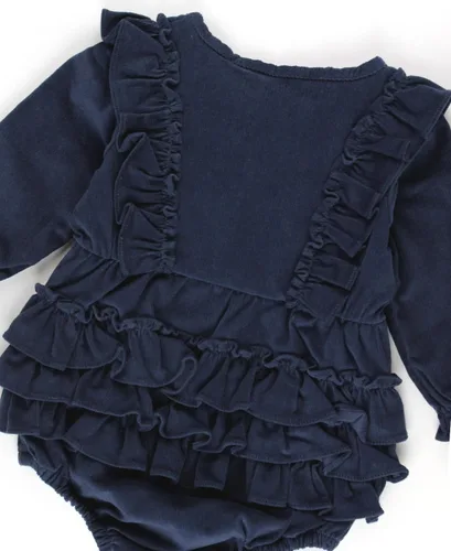 Vista 5 de RuffleButts Mamelucos de burbujas de manga larga para bebés y niñas pequeñas