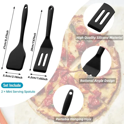 Vista 3 de Mini espátula de silicona para servir brownie, flexible, antiadherente, resistente al calor, espátula de cocina para huevos abatibles, filete
