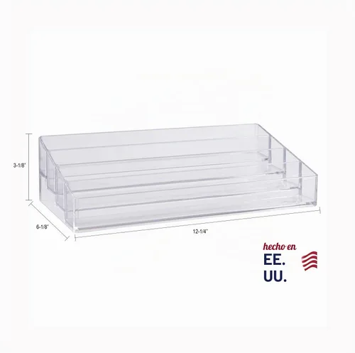 Vista 5 de STORi Organizador de tocador de plástico transparente de varios niveles Soporte rectangular de 4 niveles para maquillaje, paletas de sombras