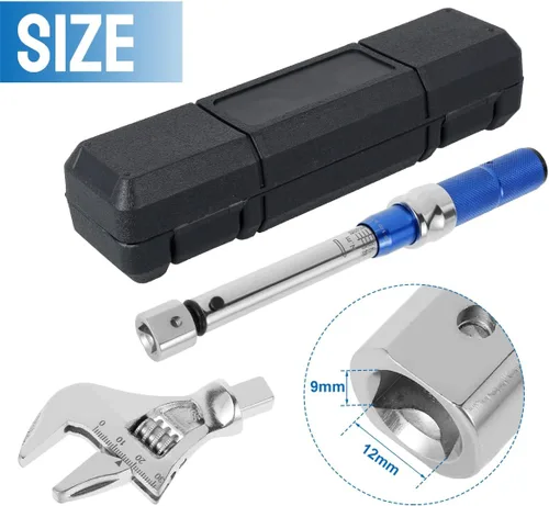 Vista 2 de Llave dinamométrica ajustable digital, 5-25 NM 1.181 in Llave dinamométrica de extremo abierto de acero de 9 × 0.472 in llave dinamométrica