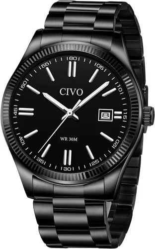 Vista 11 de CIVO Analog Mens Watches Silver: Wrist Watches with Date Easy to Read - Dress Stainless Steel Watch for Men Gifts for Husband Father at Birthday