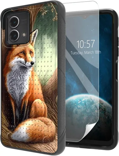 Vista 11 de Funda para Moto G Stylus 5G 2021 con protector de pantalla, a prueba de golpes, 2 en 1, parte trasera duradera de policarbonato duro texturizado