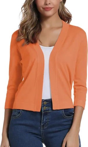 Vista 4 de Urban CoCo Cárdigan corto de mangas34 para mujer suéter elegante