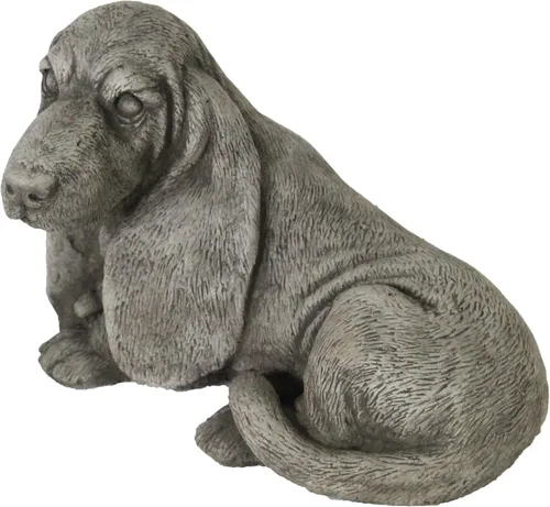 Vista 3 de Basset Hound Sentado Perro Estatua Concreto Cachorro Jardín Esculturas