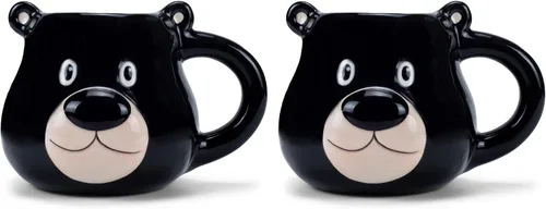 Vista 17 de ESNCHMG-BR - Taza de té de cerámica brillante con carácter de oso negro gordito de 20 onzas para tu bebida matutina favorita
