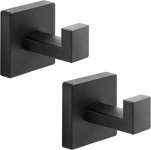 Vista 8 de Ganchos para Toallas de Acero Inoxidable de Servicio Pesado, Ganchos Cuadrados para Bata Montados en la Pared para Baño, Cocina, Dormitorio, Hotel