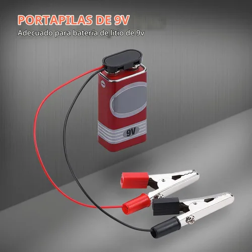 Vista 3 de DAIERTEK Conector de batería de 9 V, clip de presión de batería de 9 voltios, tipo I con 2 pares de pinzas de cocodrilo y enchufe de alimentación