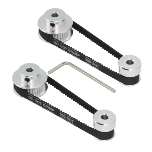 Vista 14 de Juego de 2 poleas de sincronización de aluminio GT2 de 20 y 30 dientes, 0.197 in de diámetro con 2 unidades de longitud de 7.874 in de ancho, correa