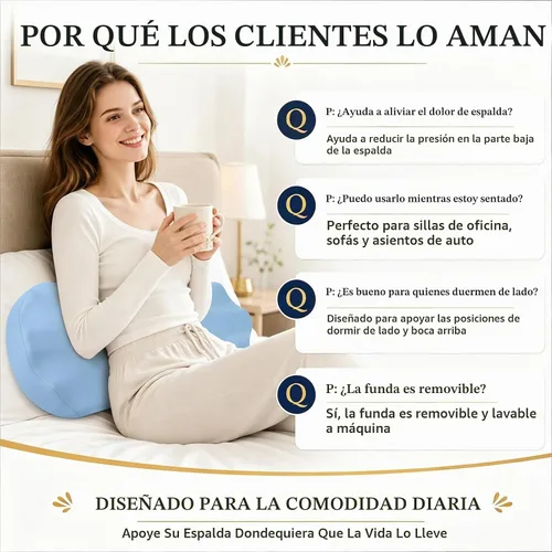 Vista 8 de Fledano Almohada de apoyo lumbar para dormir – Almohada de espuma viscoelástica para la parte baja de la espalda para la cama para aliviar el dolor