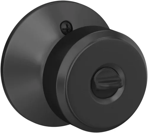 Vista 4 de Schlage Bowery - Pomo para puerta de entrada con llave, interior/exterior, negro mate Keyed entry door knob with turn-button lock, Easy to Mate