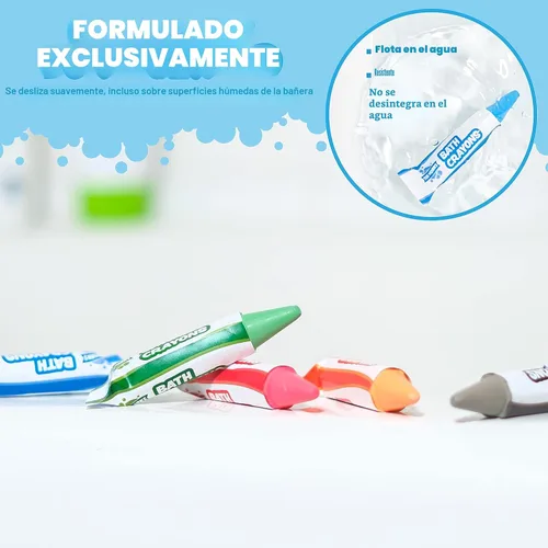 Vista 5 de Tub Works® Smooth™ - Crayones de baño de juguete de baño, paquete de 12 Crayones de baño no tóxicos y lavables para niños pequeños y niños