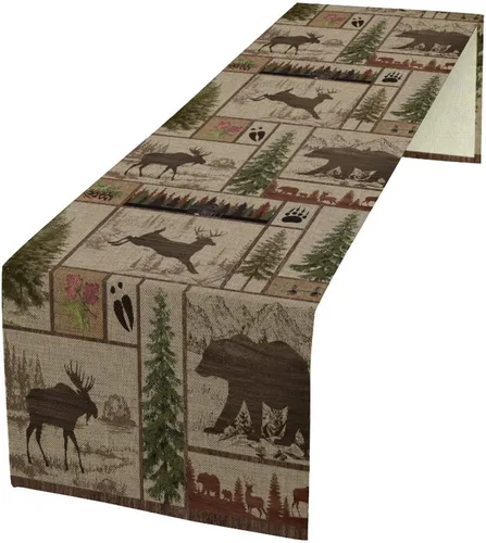 Vista 11 de Camino de mesa con diseño de patas de perro, lindo animal con estampado de patas de cachorro, decoración de fiesta de cumpleaños, casa de campo