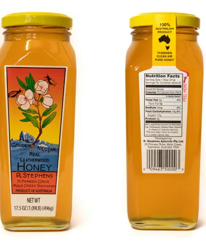 Vista 2 de Golden Nectar Organic Leatherwood Honey de R. Stephens - Tarro de 17.64 oz - Producto de Tasmania, Australia