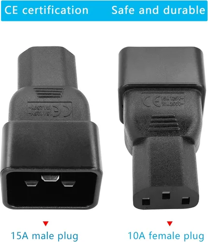 Vista 5 de GINTOOYUN IEC320 C13 a C20 Adaptador de corriente Convertidor de CA 15A a 10A Hembra C13 a Macho C20 Adaptador de enchufe de alimentación