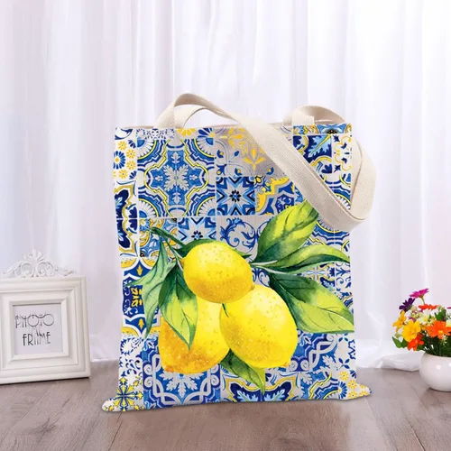 Vista 2 de Islas Italianas Regalo Positano Delicioso Limones Italianos Fresco Tote Bag Southern Italy Travel Shopping Bag