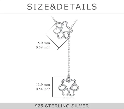 Vista 4 de Collar en Y de plata de ley 925 con barra vertical para mujer