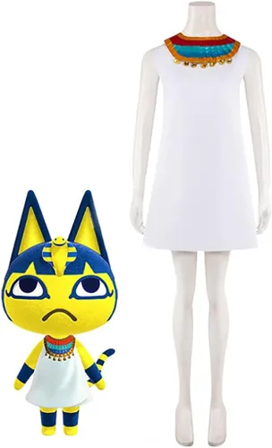 Vista 2 de Animal Crossing Ankha Zone - Disfraz de cosplay blanco sin mangas, uniforme para mujer