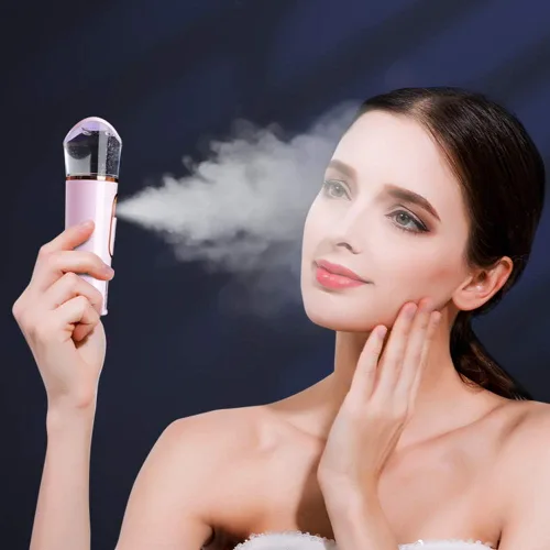 Vista 2 de FANTEXY Nano pulverizador facial con analizador de piel, probador de humedad, mini vaporizador portátil con USB, práctico pulverizador facial