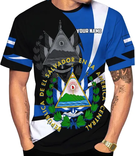 Vista 24 de Ligthuy - Camisa de El Salvador con nombre personalizado 3D, camiseta con la bandera de El Salvador para hombres y mujeres, camisetas unisex S-5XL