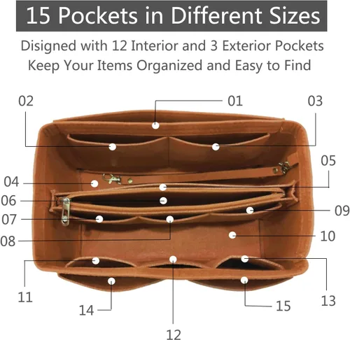Vista 4 de Lmeison Organizador de bolso, bolsa en bolsa, organizador de tela de fieltro, 5 tamaños para Speedy Neverfull