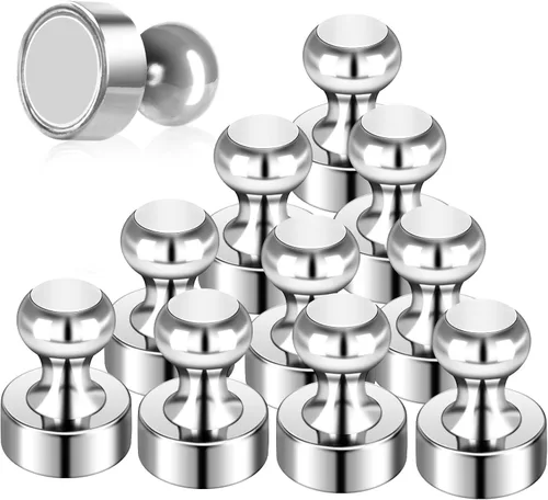 Vista 10 de 12 paquetes de imanes de nevera negros, imán de refrigerador de metal, imanes de pinza fuertes para pizarra blanca, refrigerador, pizarra de borrado