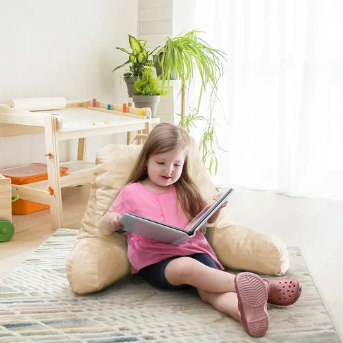 Vista 8 de Clara Clark Cojín de respaldo para leer con reposabrazos y bolsillos, para niños, adolescentes y adultos, cojín de espuma viscoelástica de alta