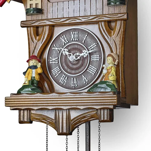 Vista 8 de TIMEGEAR Reloj de cuco con modo nocturno y movimiento de cuarzo en estilo tradicional alemán