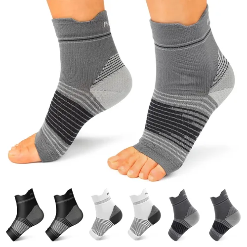 Vista 13 de Calcetines para fascitis plantar (6 pares) para hombres y mujeres, mangas de compresión para pies con soporte de arco y tobillo