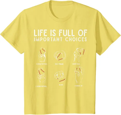 Vista 53 de Tipos de béisbol Pitches Life Choices Jugador Camiseta