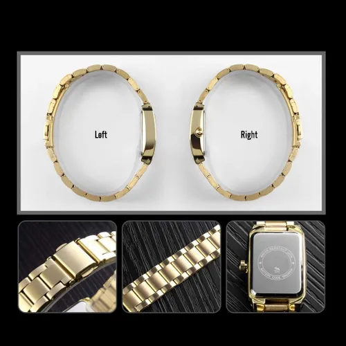 Vista 6 de VIGOROSO Reloj de pulsera cuadrado de lujo casual elegante reloj de pulsera de acero inoxidable impermeable analógico de cuarzo para mujer