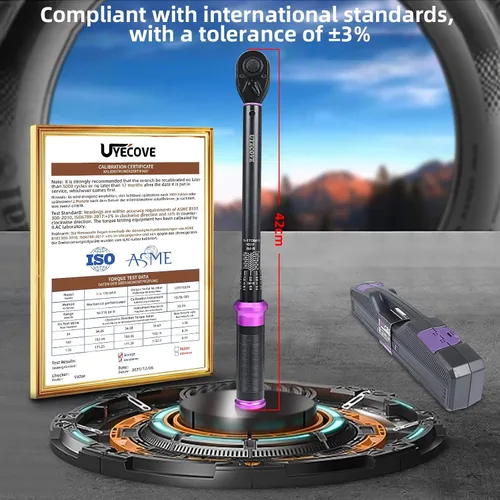 Vista 3 de Llave dinamométrica de clic de 1/2 pulgada 10-170 FT-LB/13.6-230.5N.M, precisión de ±3%, llave dinamométrica profesional de clic de doble dirección