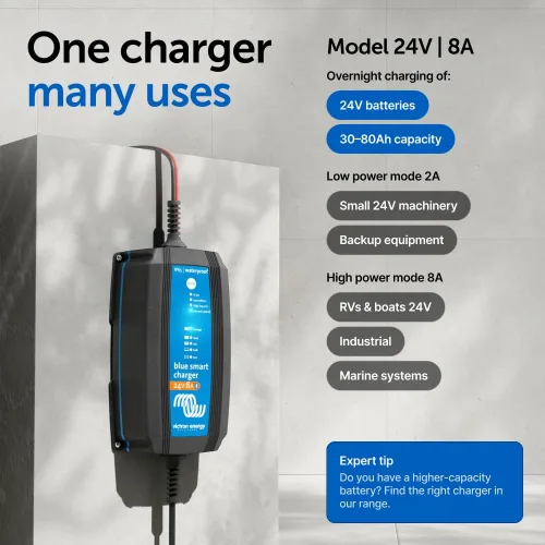 Vista 6 de Victron Energy Blue Smart IP65 12/24-Volt 5-15 amperes - Cargador de batería (Bluetooth) Float & Trickle Cargador y desulfatador para motocicleta