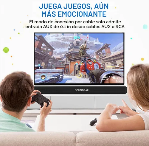 Vista 5 de Barra de sonido portátil para TV/PC, exterior/interior con cable e inalámbrico Bluetooth 5.0 altavoz con control remoto y cable óptico, barra