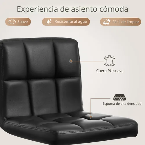 Vista 6 de BestOffice Juego de 2 taburetes de bar ajustables de piel sintética, taburetes de mostrador modernos con respaldo y reposapiés, taburetes de bar