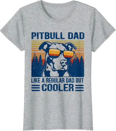 Vista 7 de Camiseta divertida retro de Pitbull Dad Like A Regular Dad But Cooler Gris Oscuro