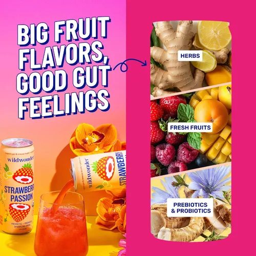 Vista 7 de Wildwonder Bebida de jugo probiótico espumosa con inmunidad y apoyo a la digestión, con fibra de 0.18 oz y probióticos vivos, sin cafeína, orgánica