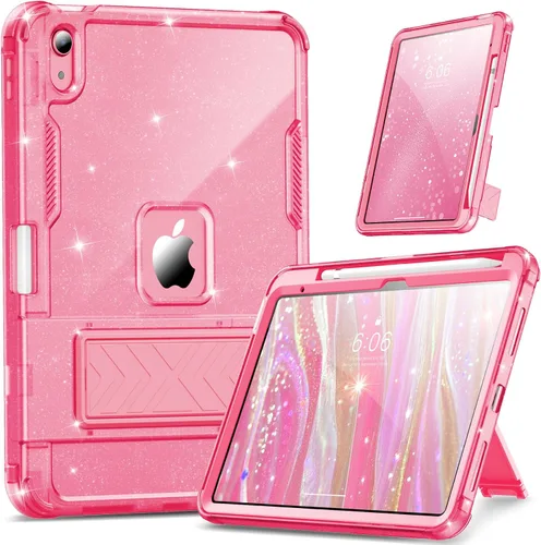 Vista 11 de INFILAND Funda para iPad A16 de 11 pulgadas 11ª generación, Funda para iPad 10ª generación de 10.9 pulgadas con purpurina semitransparente, a prueba