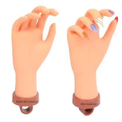 Vista 3 de Mano de práctica de uñas acrílicas, manos de maniquí para práctica de uñas, mano de entrenamiento de uñas postizas para uñas acrílicas, mano