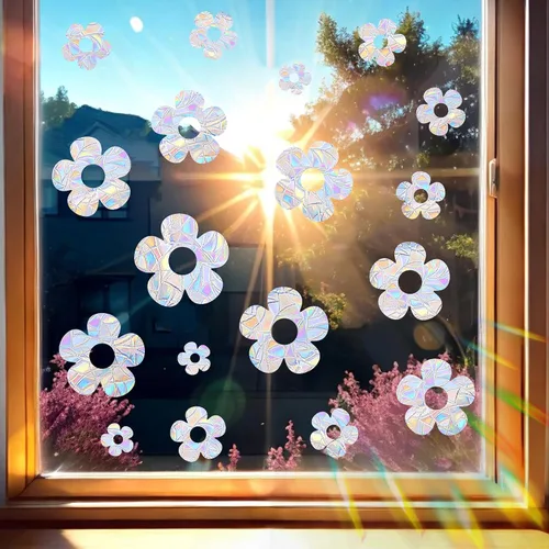 Vista 3 de Calcomanías para ventana de flores, calcomanías de ventana de flores pequeñas, calcomanías estáticas para ventanas florales de primavera, Arco