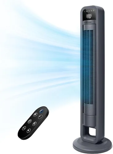 Vista 8 de OmniBreeze Ventilador de torre eléctrico manual, de 28 pulgadas, 3 velocidades con oscilación, control mecánico, ventiladores de piso sin aspas