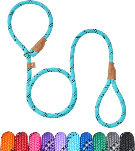 Vista 22 de Correa Deslizante de 5 Pies para Perro, Correa de Cuerda Resistente para Perros Pequeños, Medianos y Grandes, Correa de Entrenamiento Sin Tirones