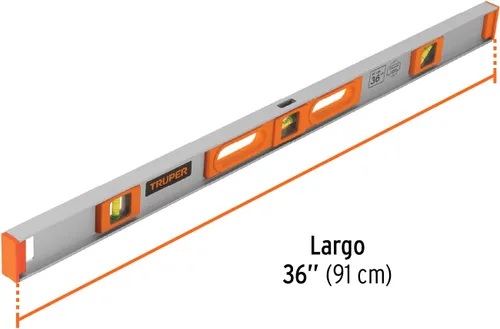 Vista 3 de TRUPER NP-36 Professional I-Beam Niveles 36" (92cm) 0°, 90° y 45°