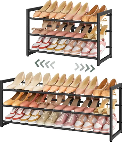 Vista 18 de FAVOOSTY Zapatero Expandible de 2 Niveles, Estante Ajustable para Zapatos Organizador de Almacenamiento que Ahorra Espacio de Metal Independiente