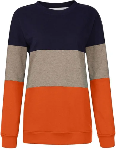 Vista 2 de Sudadera para mujer, casual, con estampado a rayas, de manga larga, de gran tamaño, holgada, blusa a la moda