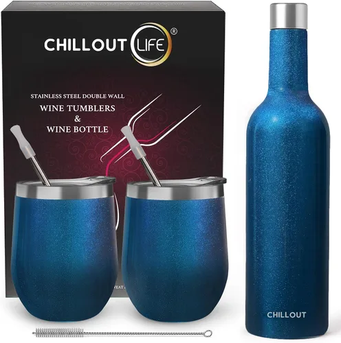 Vista 37 de CHILLOUT LIFE - Vaso de acero inoxidable de 12 onzas con tapa y caja de regalo, diseño de viaje con recubrimiento en polvo, aislamiento al vacío