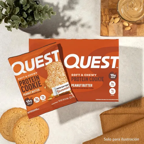 Vista 7 de Quest Nutrition Galleta de proteínas de mantequilla de cacahuete, 15g de proteínas, 1g de azúcar, 5g de carbohidratos netos, apta para dieta Keto